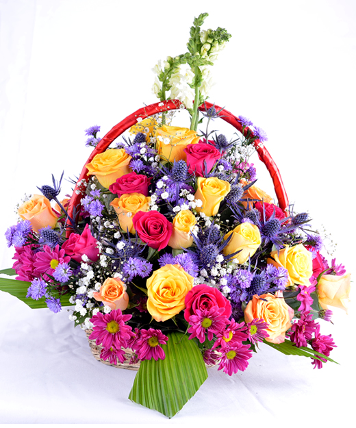 Flower Basket mixed roses-Flower Basket-Flower delivery Nairobi